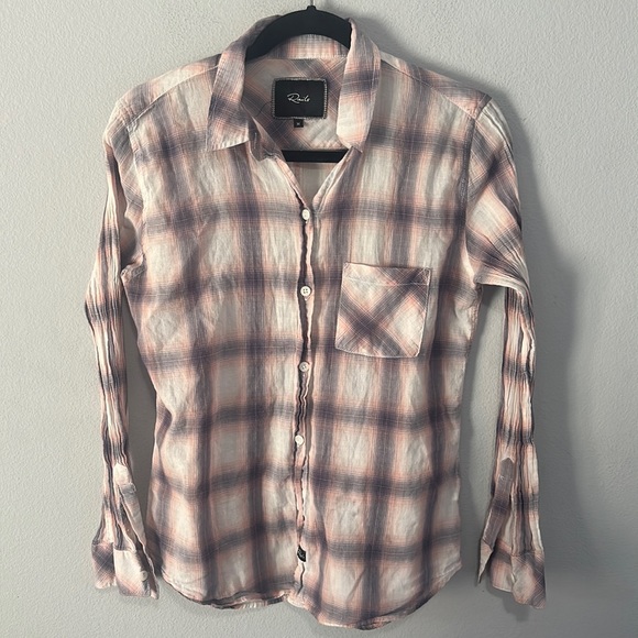 Rails pink gray plaid button down shirt M - Picture 1 of 6